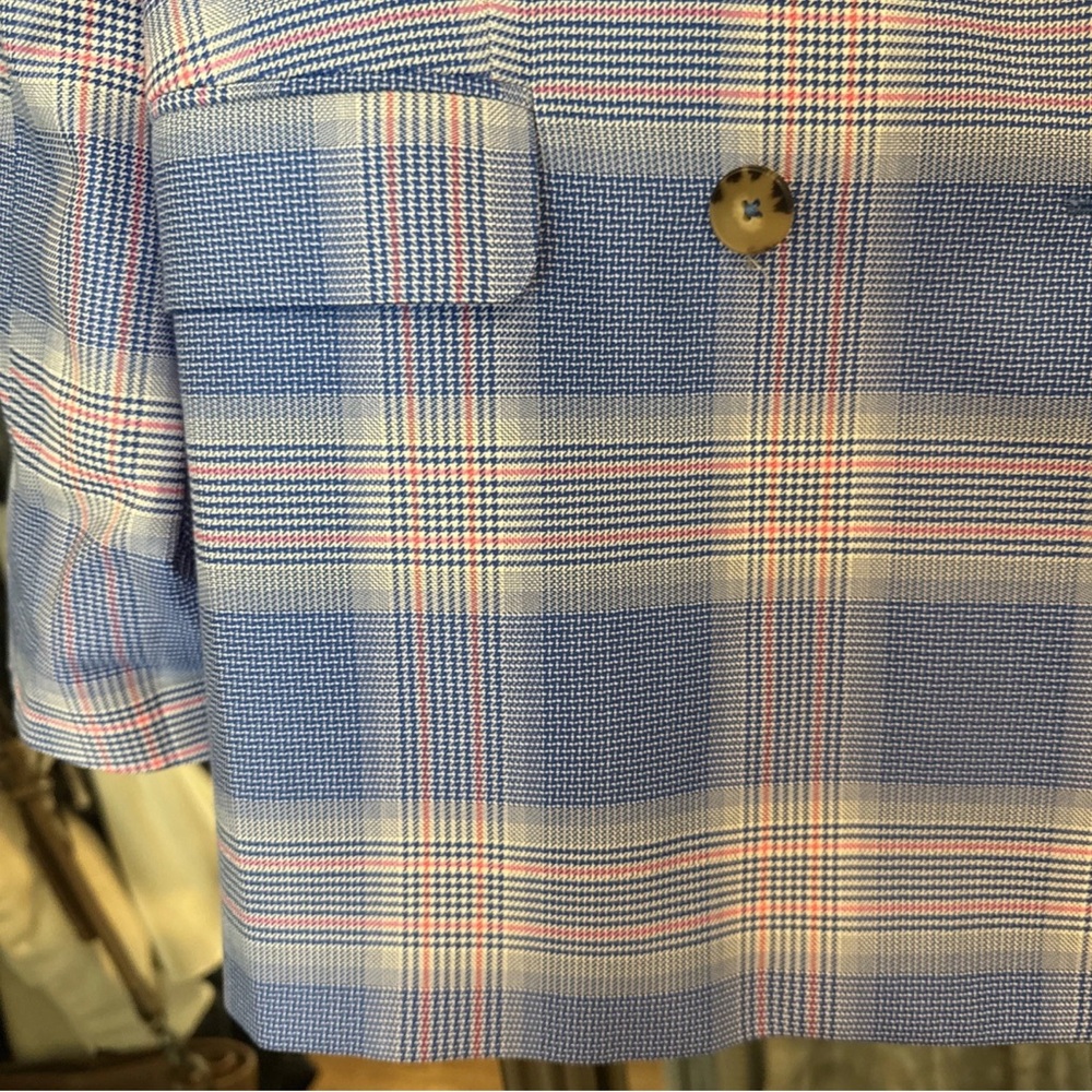 Essentiel Blue & Pink Plaid Double-Breasted Blazer - Picture 10 of 16